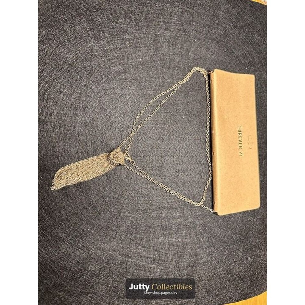 gold tone chain tassel pendant necklace long nwt